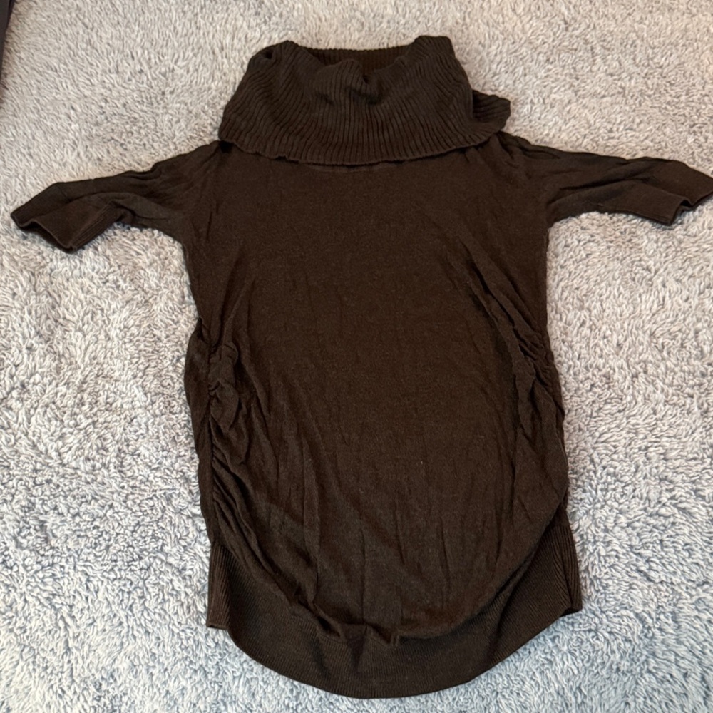 A Pea in the Pod Brown Short-Sleeve Cowl Neck Top